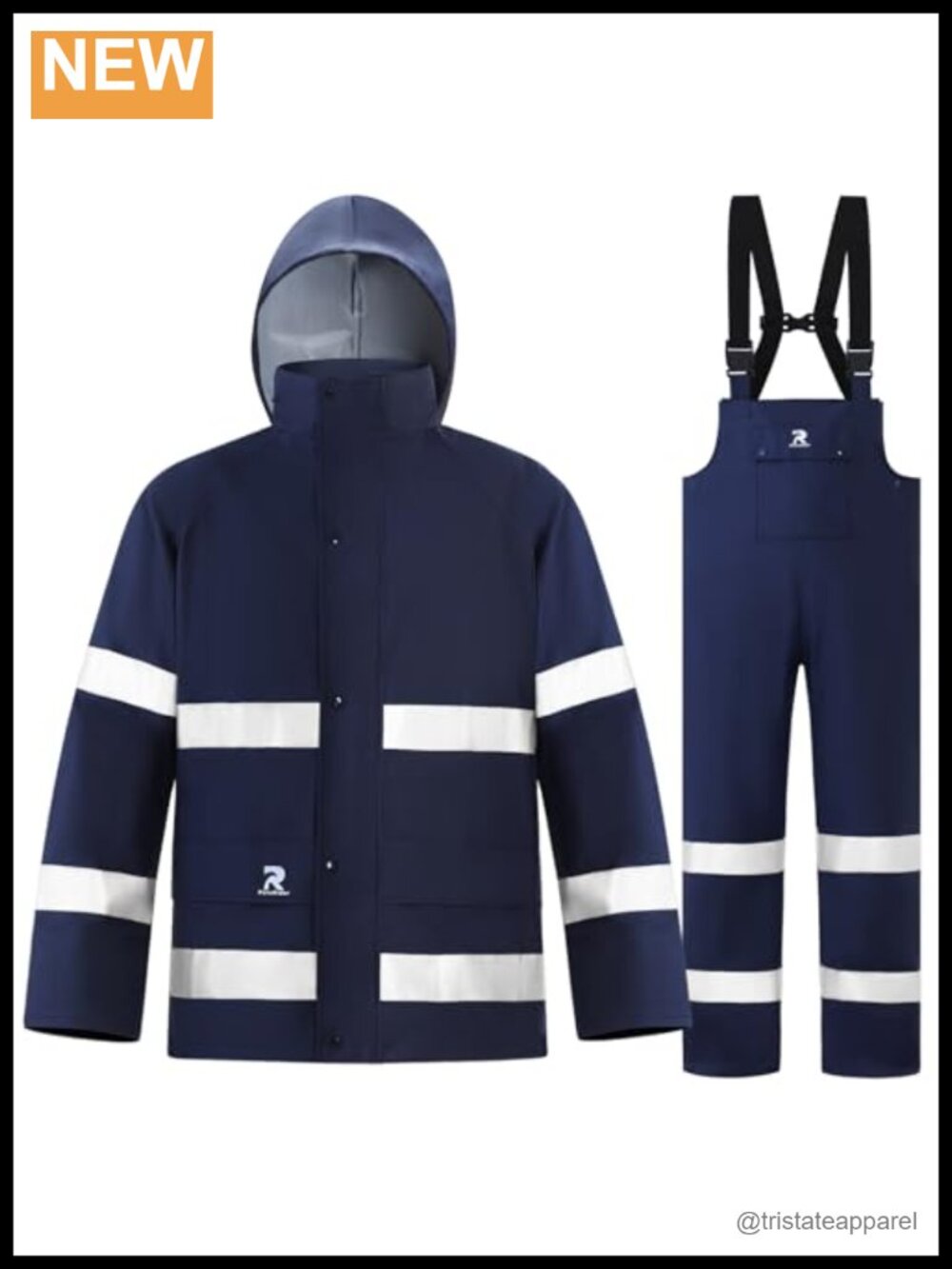 Waterproof Rain Suit Jacket & Bib Pants Reflective Safety Gear